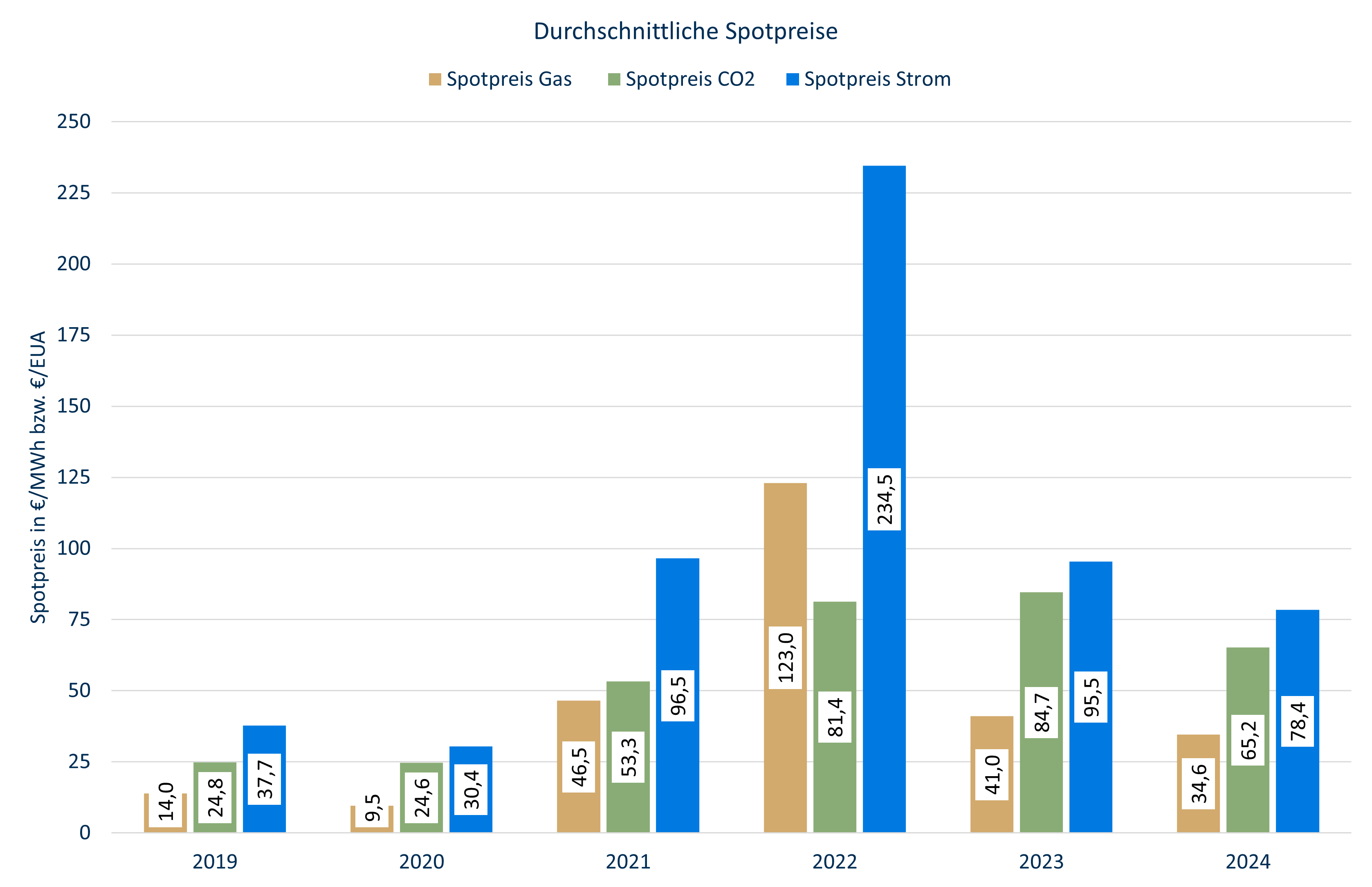 Durchschnittspreise Energiemarkt Deutschland 2019-2024